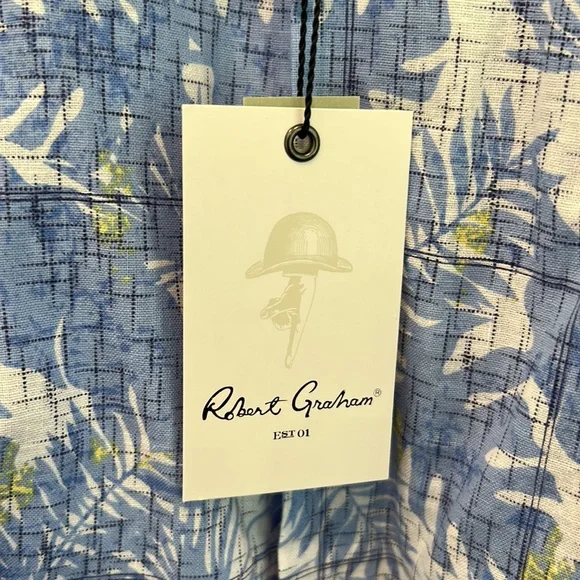 NEW Robert Graham Linen/Cotton SS Button Front Shirt - Picture 3 of 9
